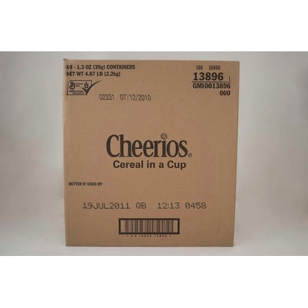 Cheerios Cheerios Gluten Free Cereal Single Serve Cup 1.3 oz., PK60 16000-13896